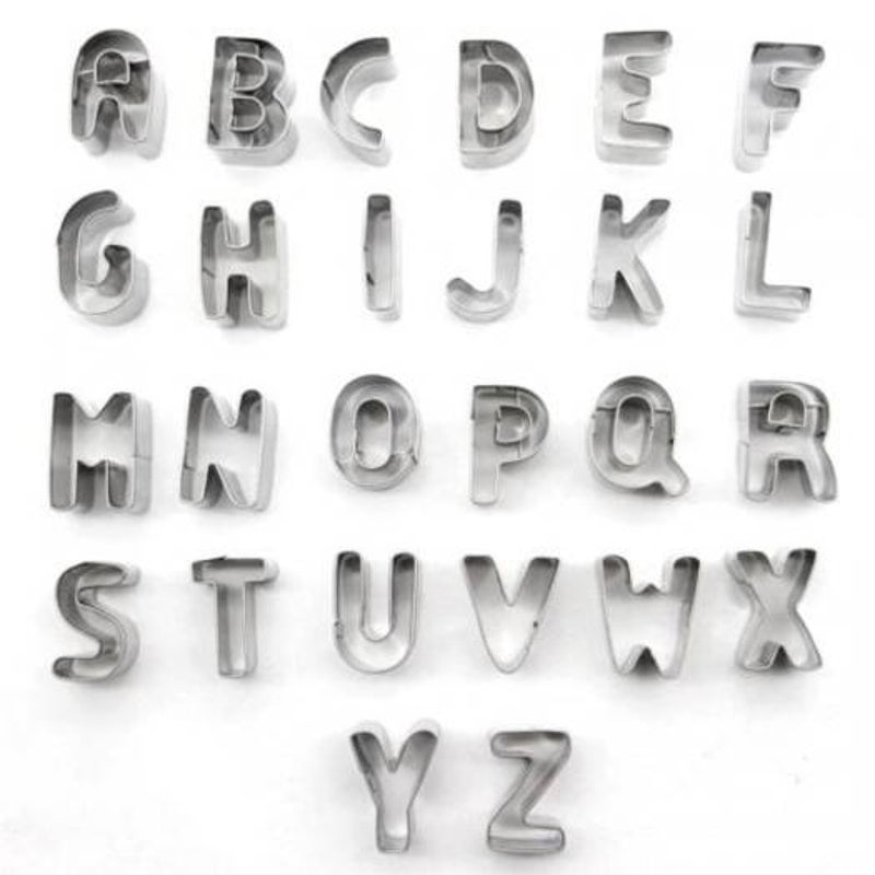 26Pcs English Letters Cookie Cutters Stainless Steel Cake Mould Home Kitchen Baking Tools Silver