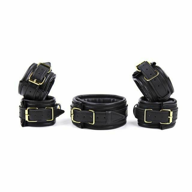 Soft Padded Collar Wrist Ankle Cuffs Bondage Restraint Kit