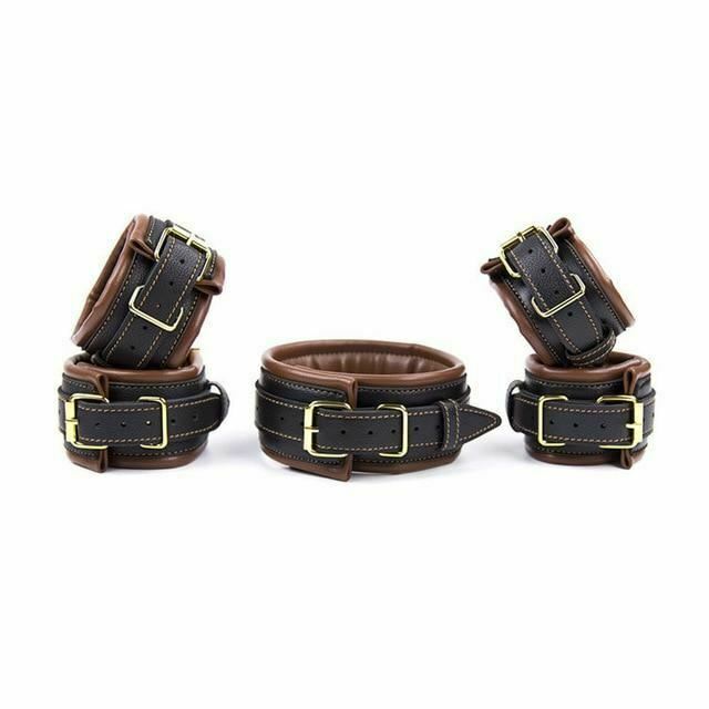 Soft Padded Collar Wrist Ankle Cuffs Bondage Restraint Kit