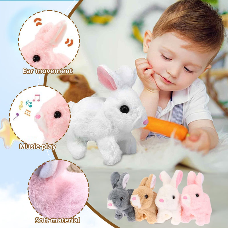 2025 Upgraded Interactive Bunny Toy. Hops Walks Talks Shakes Ears. Plush Gift For Kids (Grey).