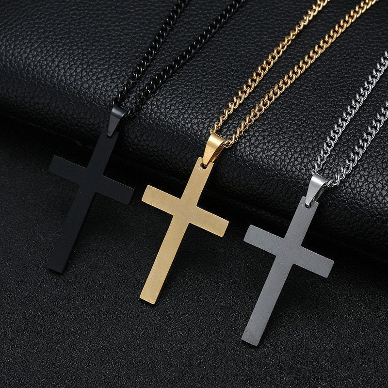 Classic Cross Necklace Men's Pendant Fashion Stainless Steel Jewelry Accessories