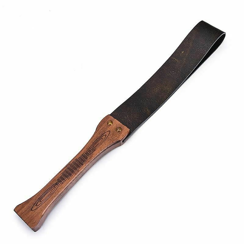 Bronze Leather Spanking Paddle Real Handle Impact Toy