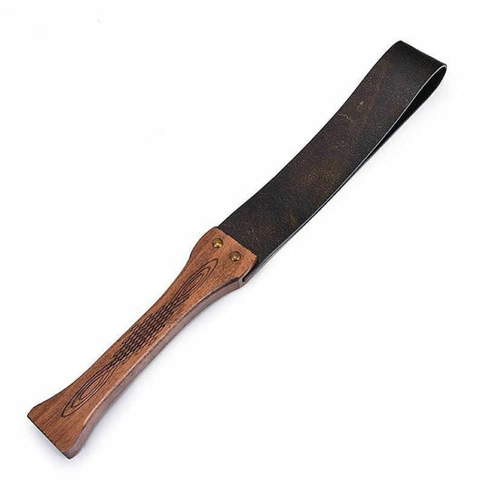 Bronze Leather Spanking Paddle Real Handle Impact Toy