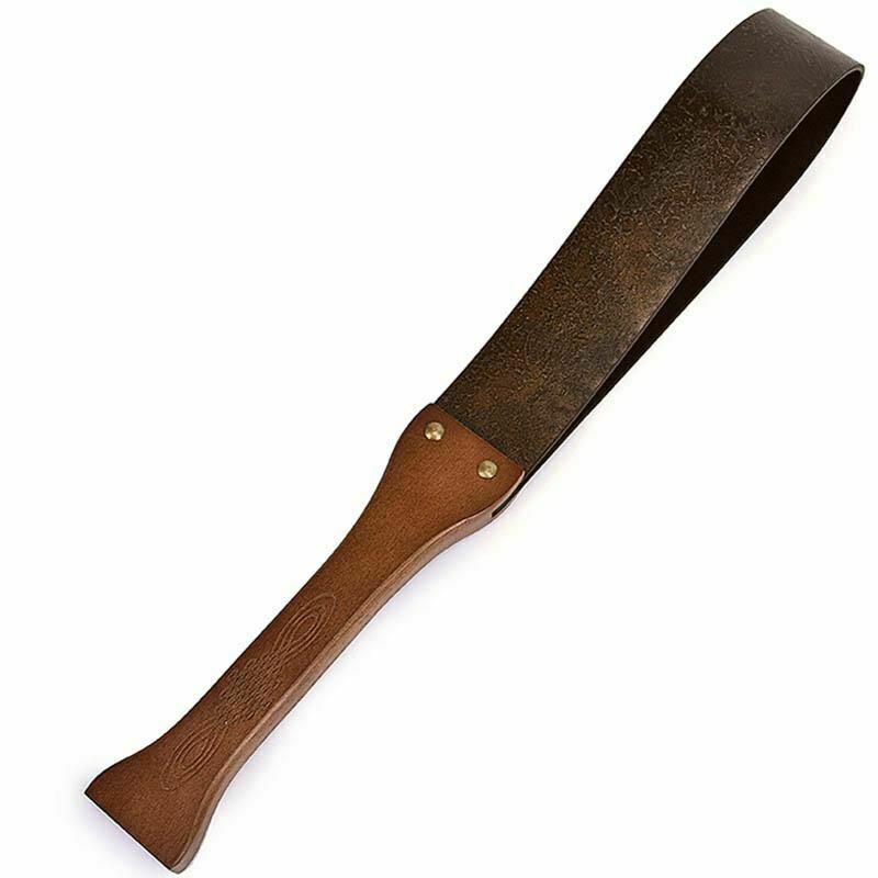 Bronze Leather Spanking Paddle Real Handle Impact Toy