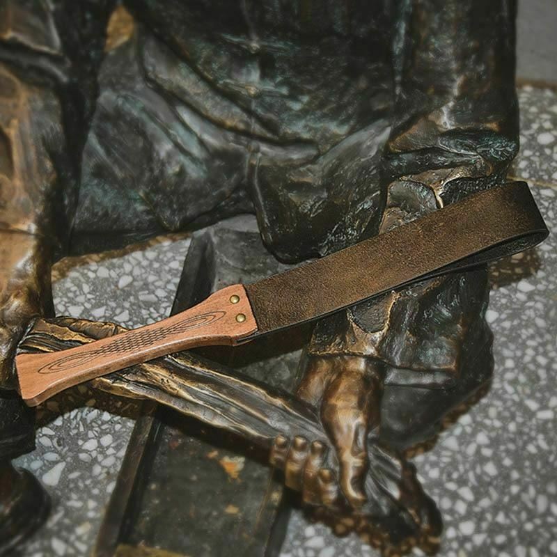 Bronze Leather Spanking Paddle Real Handle Impact Toy