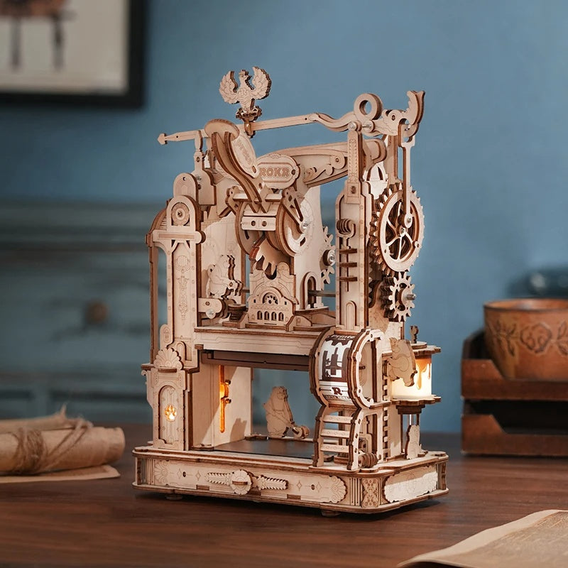 Robotime Rokr Printing Press 3D Diy Puzzle Wooden Toys Building Block Kit Lk602