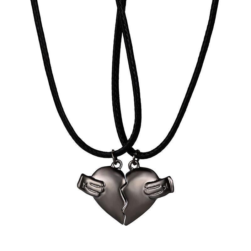 Creative Magnet Love Necklace 2Pcs Heart-Broken Shape Men And Women Personalized Jewelry For Valentine's Day