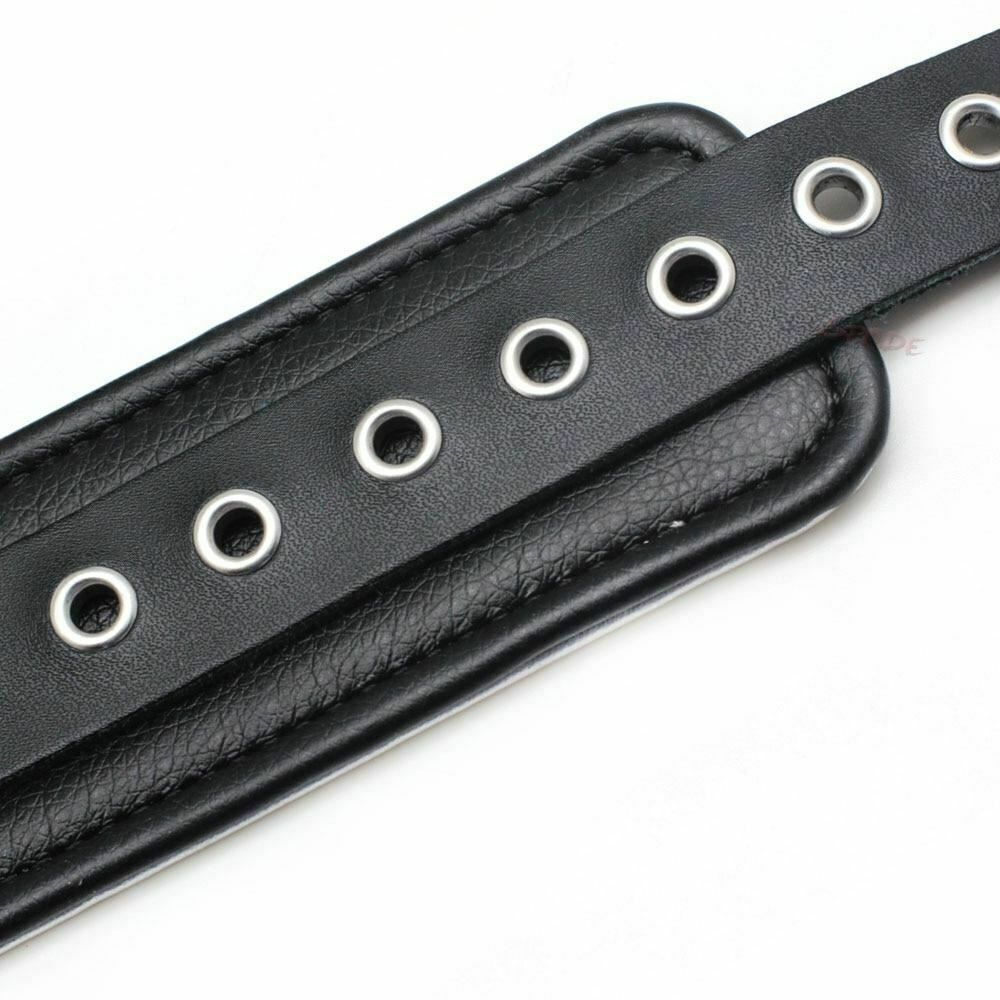 Black Silver Leather Wrist Bondage Handcuffs Bdsm Restraints