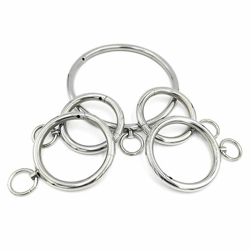 Stainless Steel Bdsm Handcuffs Ankle Cuffs Collar Metal Bondage Restraints Kit