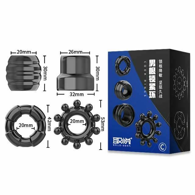 Set 4 Cock Rings Silicone Stretchy Cages Delay Ejaculation