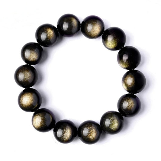 Veile Studios Gold Obsidian Stone Bracelet