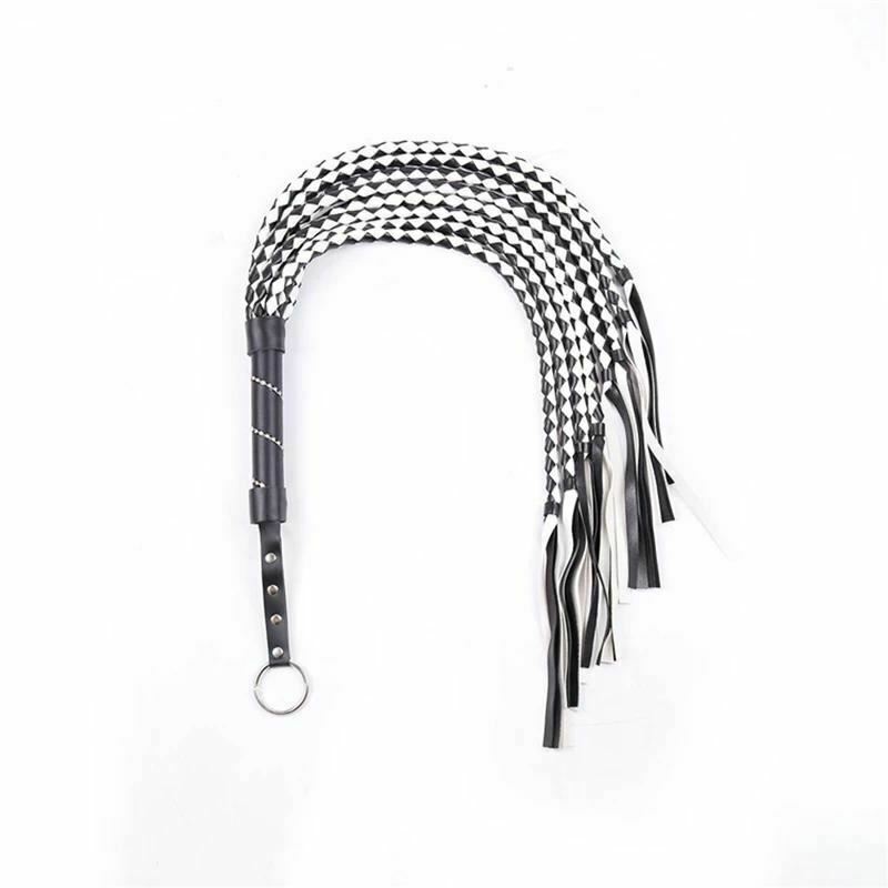 88Cm Black White Woven Flogger Bdsm Spanking Play Sex Toy