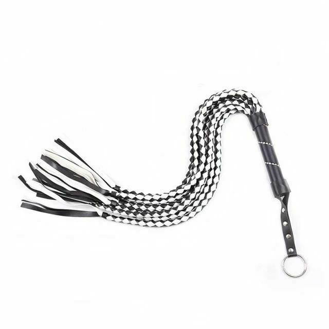 88Cm Black White Woven Flogger Bdsm Spanking Play Sex Toy
