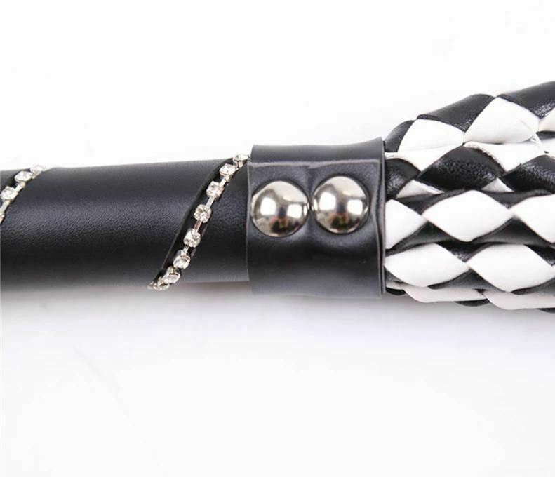 88Cm Black White Woven Flogger Bdsm Spanking Play Sex Toy