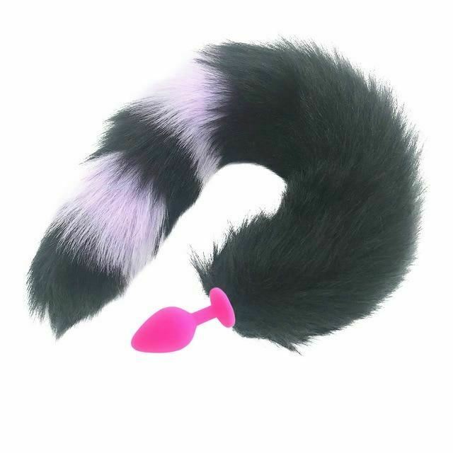 Black Fox Tail Anal Butt Plug Faux Fur Stainless Steel Cosplay Bdsm Pet Play