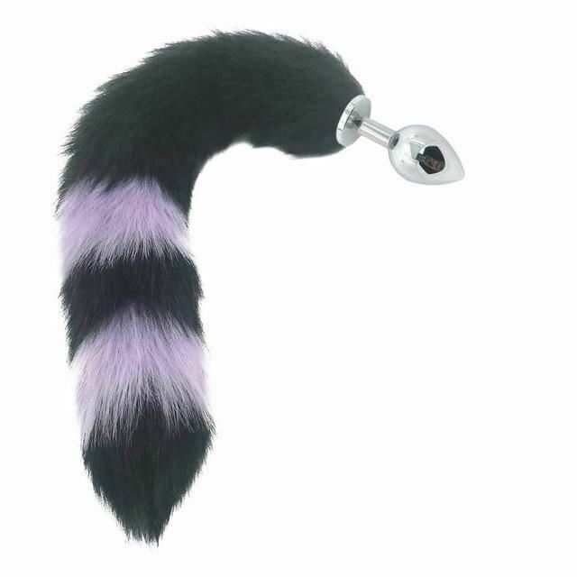 Black Fox Tail Anal Butt Plug Faux Fur Stainless Steel Cosplay Bdsm Pet Play
