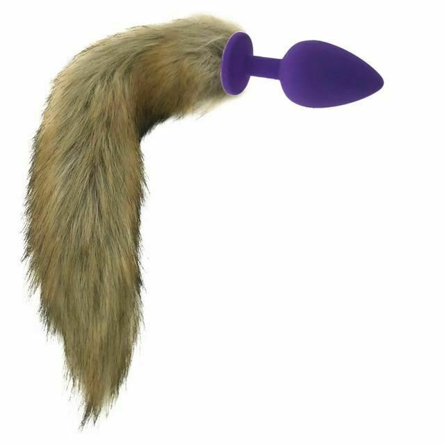 Brown Fox Tail Stainless Steel Anal Butt Plug Pet Play Bdsm