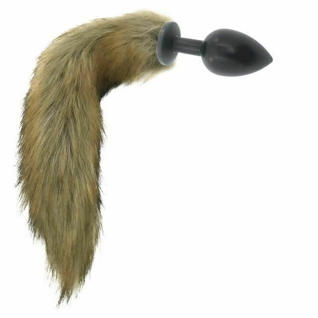 Brown Fox Tail Stainless Steel Anal Butt Plug Pet Play Bdsm