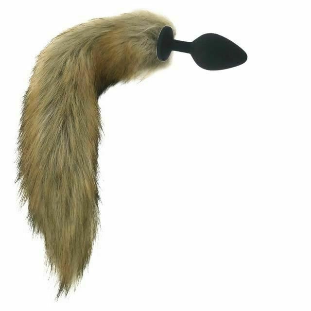 Brown Fox Tail Stainless Steel Anal Butt Plug Pet Play Bdsm