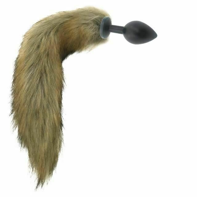 Brown Fox Tail Stainless Steel Anal Butt Plug Pet Play Bdsm