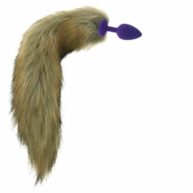 Brown Fox Tail Stainless Steel Anal Butt Plug Pet Play Bdsm