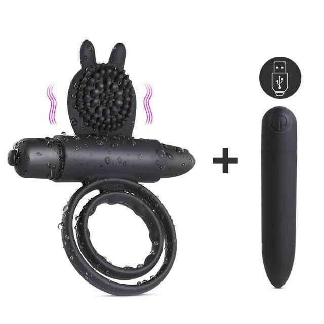 Cock Mini Vibrator Silicone Vibrating Double Penis Ring