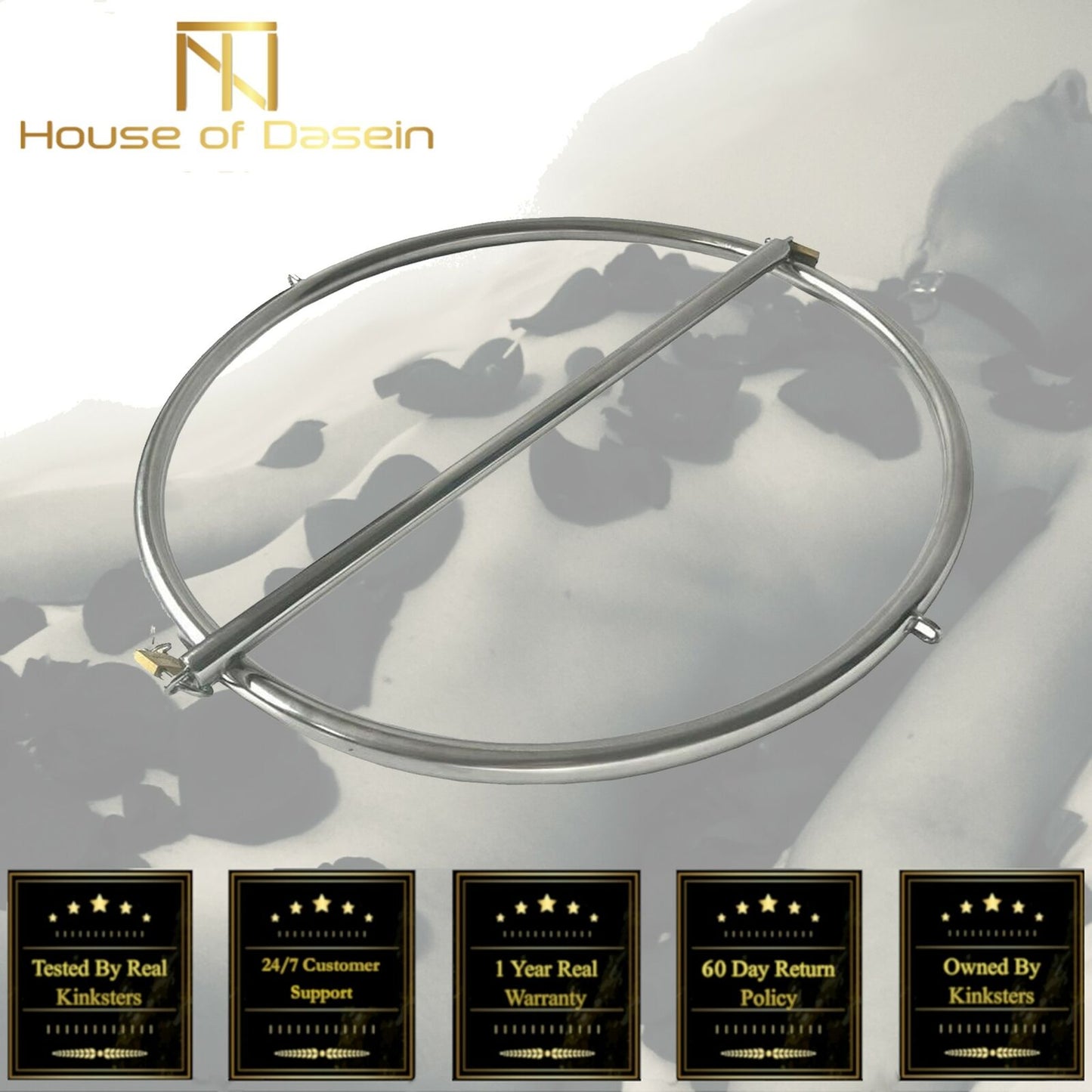 Stainless Steel Bondage Ring Standing Walking Restraints Bdsm Kink Fetish