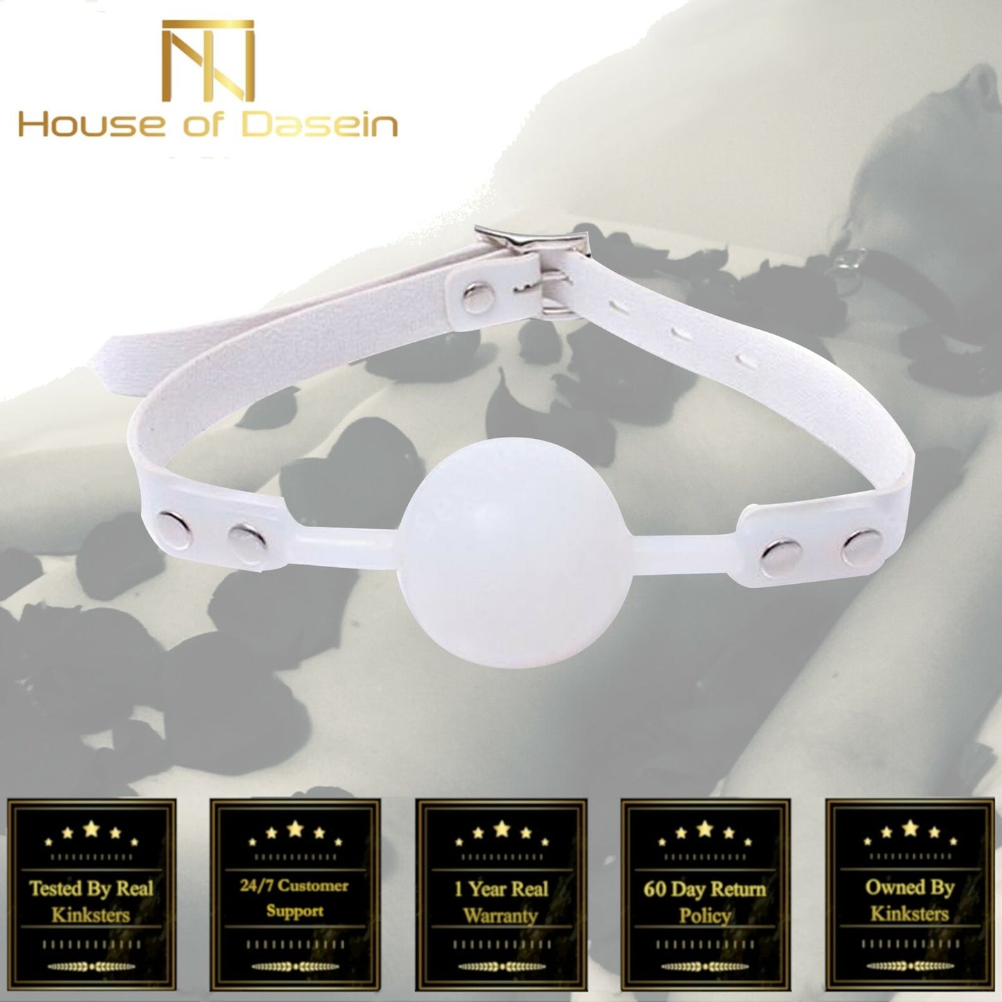 White Silicone Ball Gag Slave Bondage Bdsm Kink Fetish Restraints