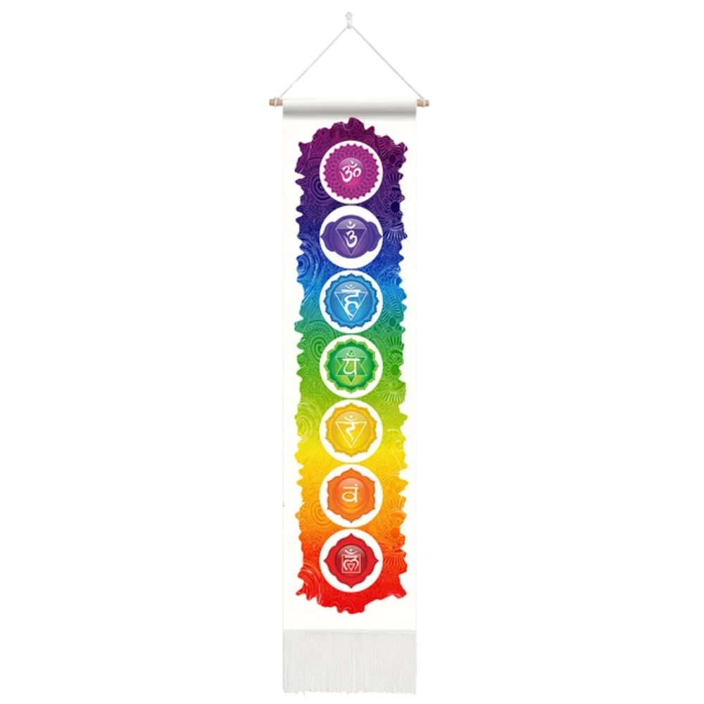 Seven Chakra Tapestry Hippie Mandala Chakras Wall Hanging Fabric Yoga Meditation Tapestries For Spiritual Room Decor