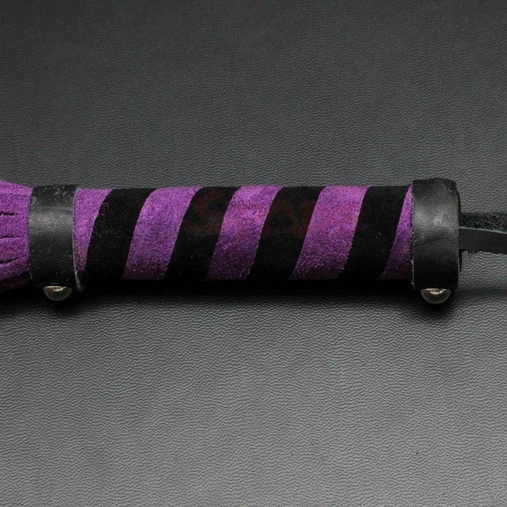 Purple Real Leather Flogger Spanking Sex Whip Bdsm Impact Play Fetish