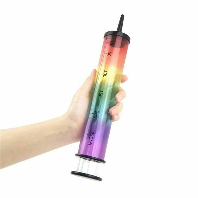 Rainbow Anal Enema Cleaner 250Ml Large Syringe Butt Play Cleaning