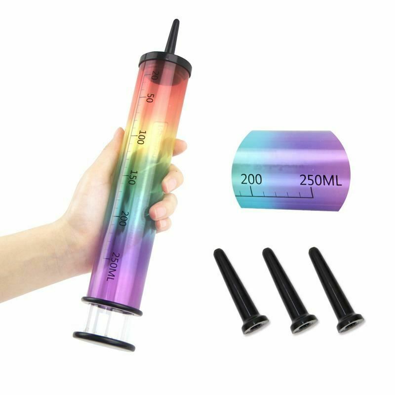 Rainbow Anal Enema Cleaner 250Ml Large Syringe Butt Play Cleaning