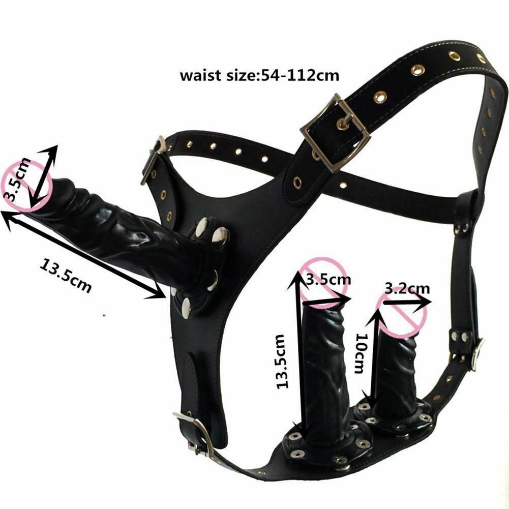 Black Three Dildo Strap Harness Belt Triple Penetration Couples Fetish