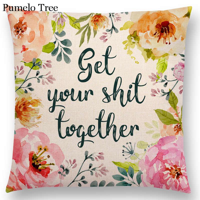 Floral Inspirational Sayings Cushion Covers