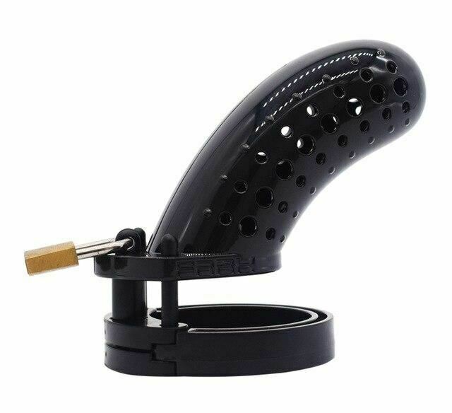 Plastic Male Chastity Device Breathable Locking Cock Cage Penis Ring Men