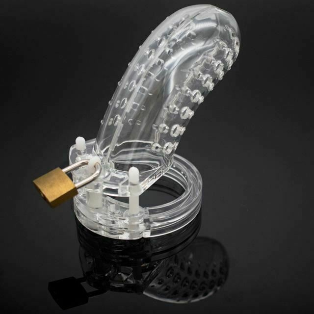 Plastic Male Chastity Device Breathable Locking Cock Cage Penis Ring Men