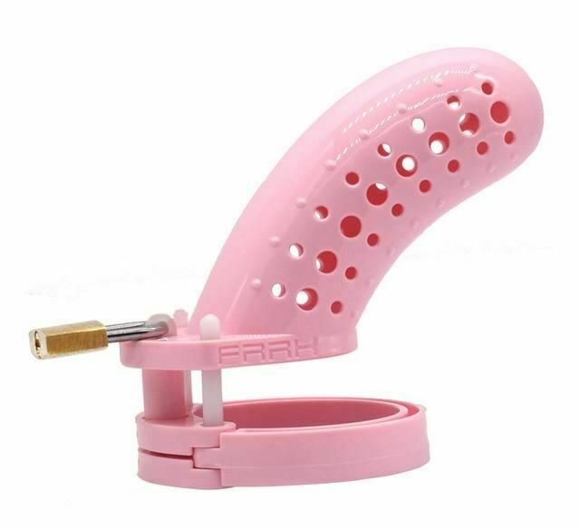 Plastic Male Chastity Device Breathable Locking Cock Cage Penis Ring Men