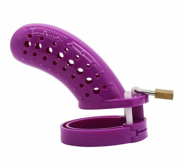 Plastic Male Chastity Device Breathable Locking Cock Cage Penis Ring Men