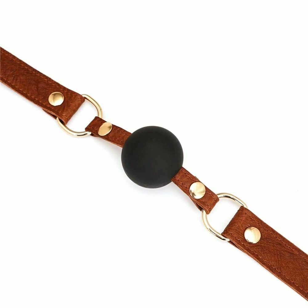 Brown Leather Ball Bdsm Adjustable Bondage Mouth Chastity Gag Fetish