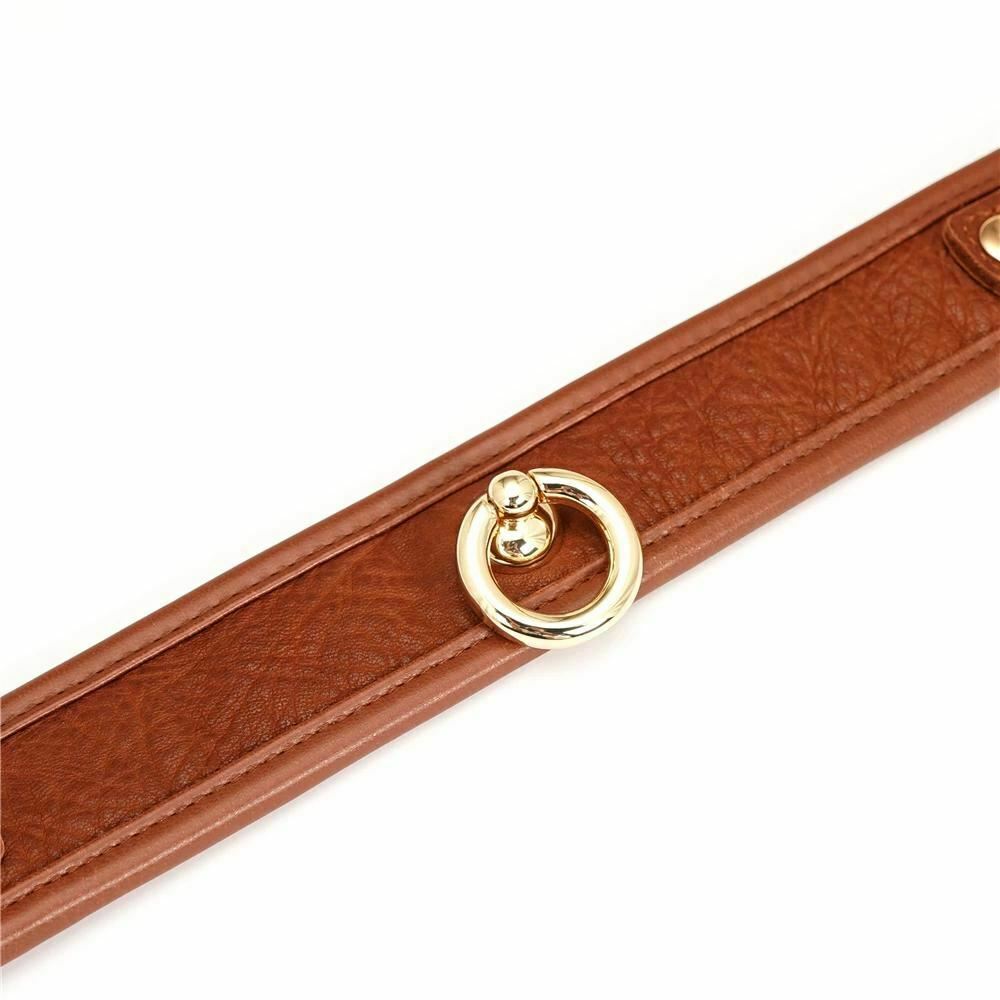 Brown Bondage Leather Collar With Chain Leash Bdsm Sex Slave Toys Fetish