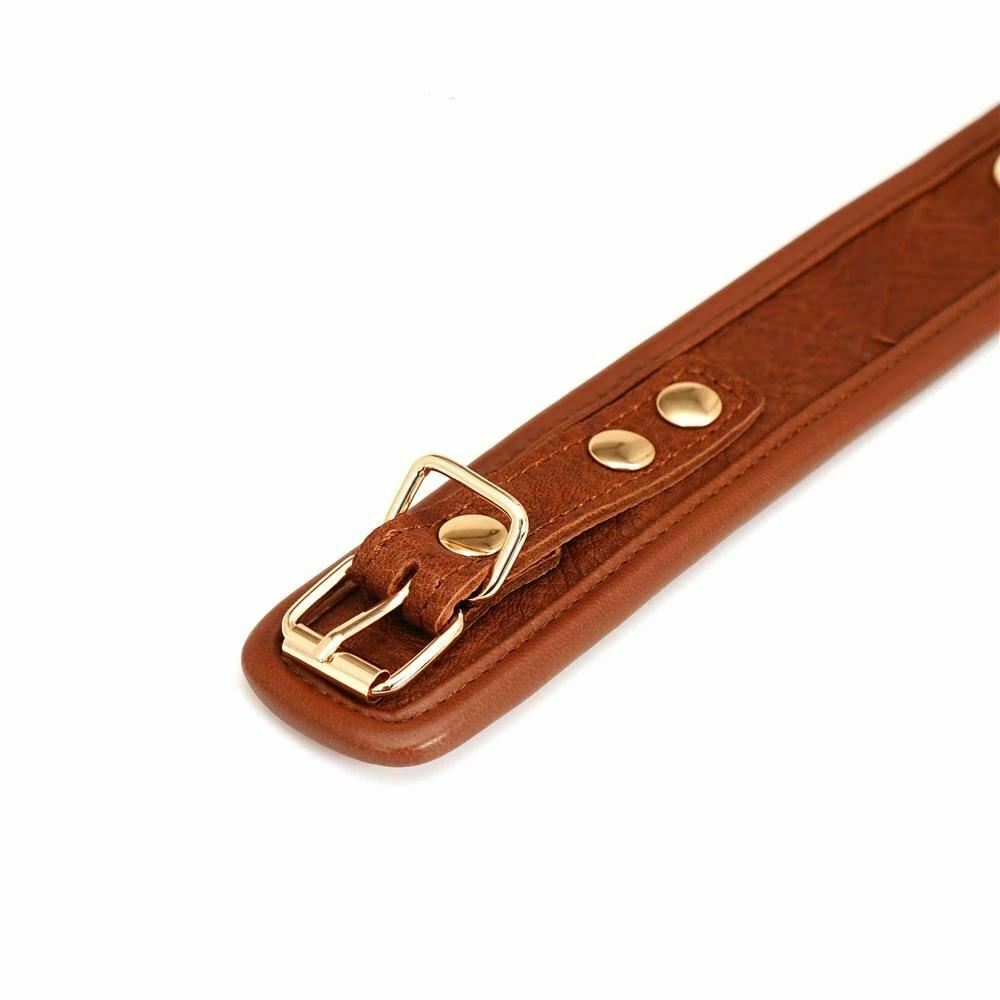 Brown Bondage Leather Collar With Chain Leash Bdsm Sex Slave Toys Fetish