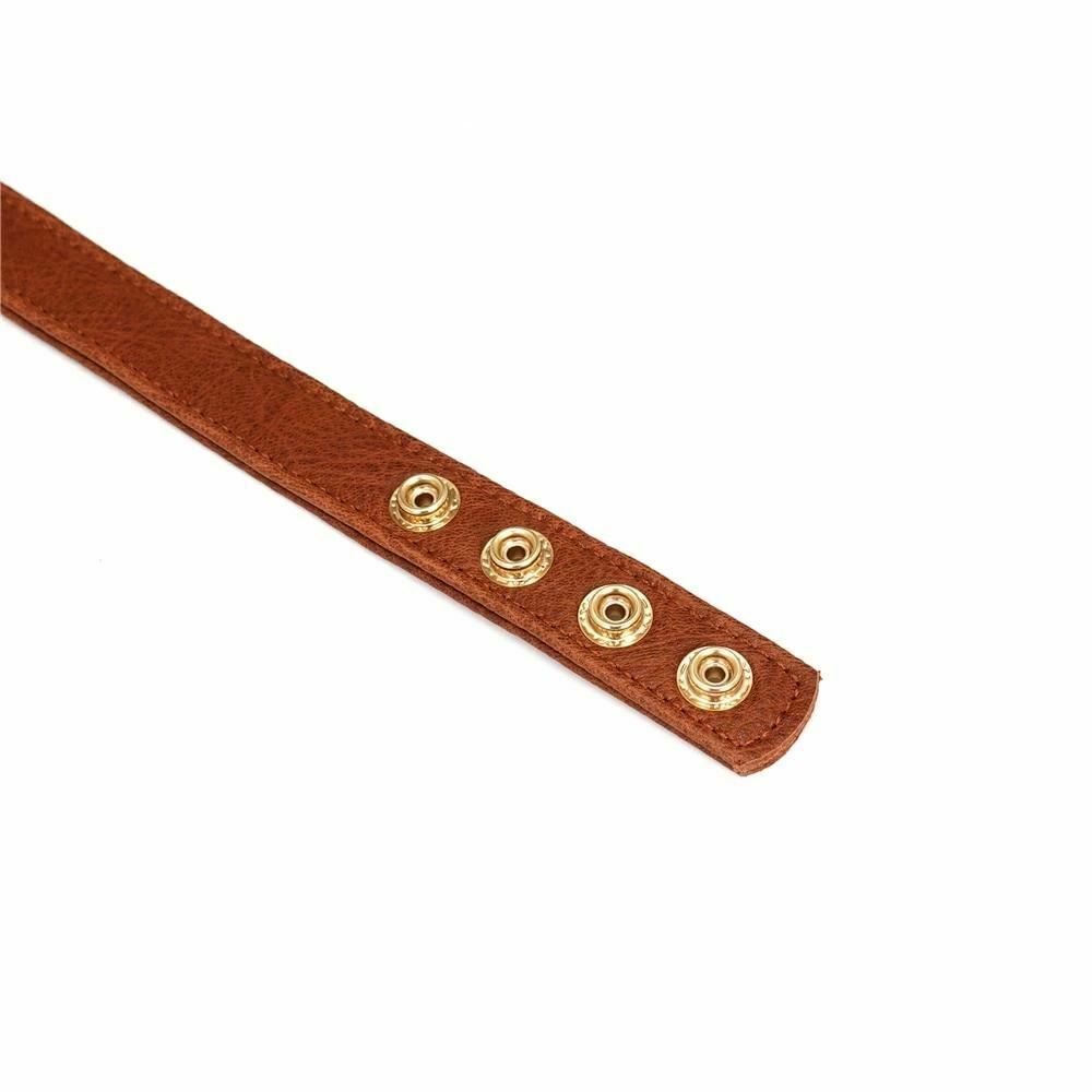 Brown Leather Collar With Nipple Clamps Bdsm Bondage Restraints Sex Slave Games
