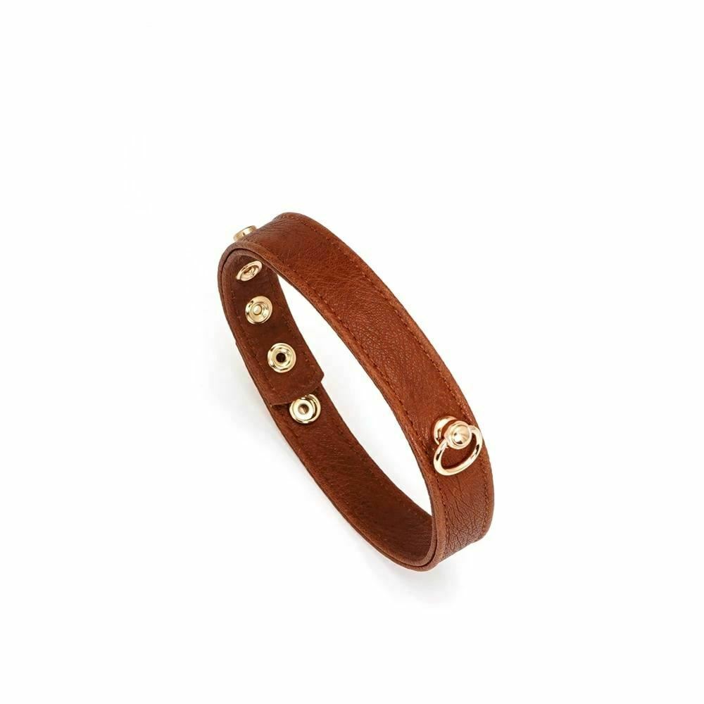 Brown Leather Collar With Nipple Clamps Bdsm Bondage Restraints Sex Slave Games