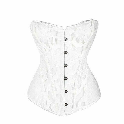Black White Over Bust Corset Lace Mesh Sexy Lingerie Bdsm Fetish Clothing