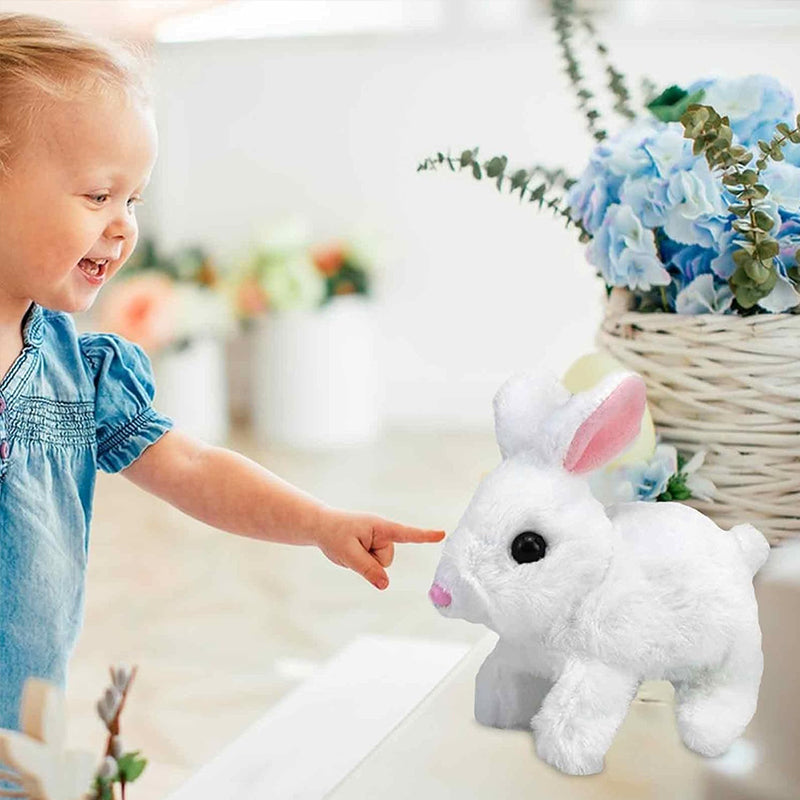 2025 Upgraded Interactive Bunny Toy. Hops Walks Talks Shakes Ears. Plush Gift For Kids (Grey).