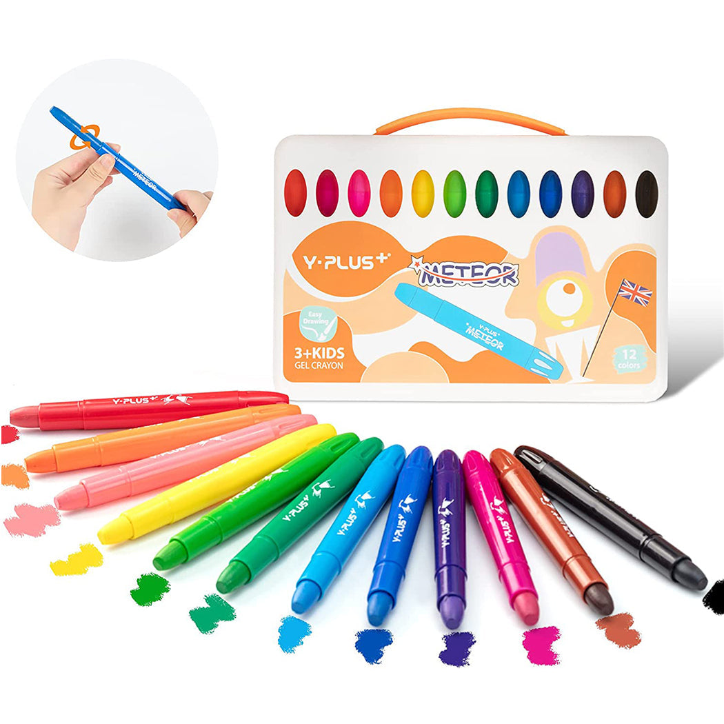 Yplus Silky Gel Crayon Set 12 Colours Non Toxic Washable Food Grade Safe Kids