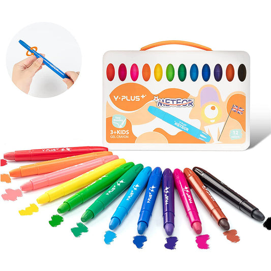 Yplus Silky Gel Crayon Set 12 Colours Non Toxic Washable Food Grade Safe Kids