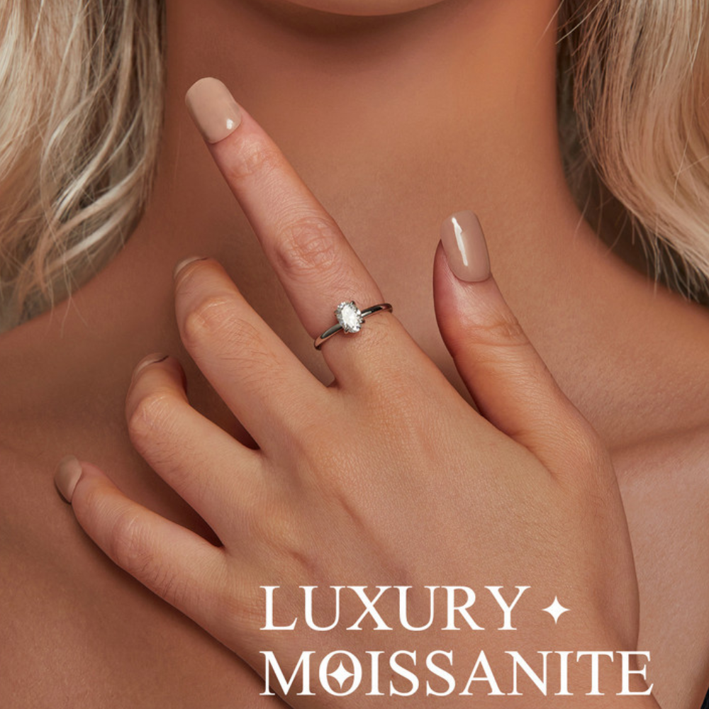 One Carat Moissanite Diamond Ring In Pure Silver Classic Wedding
