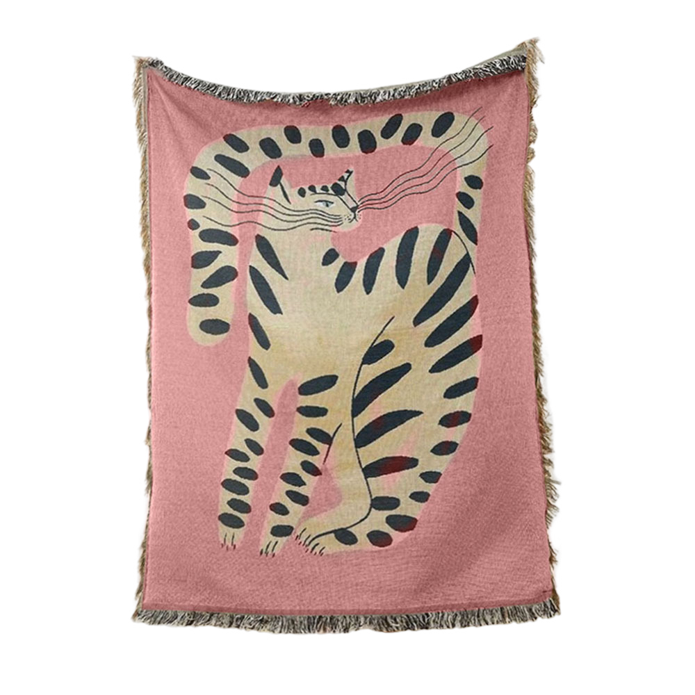 Pink Cat Throw Blanket Cozy Sofa Couch Bed Cover Outdoor Camping Mat Tapestry