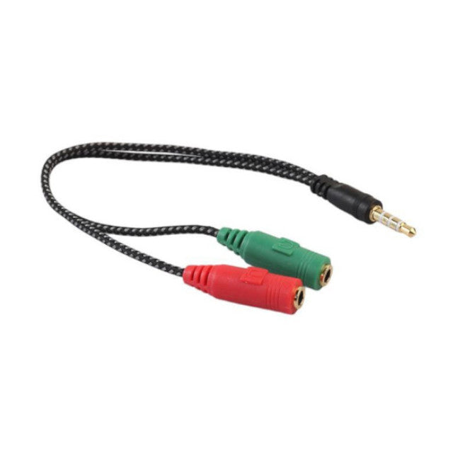 5Pcs 2-In-1 Cable Adapter Splitter 3.5Mm Audio Earphone Headset To Female Jack Headphone Mic
